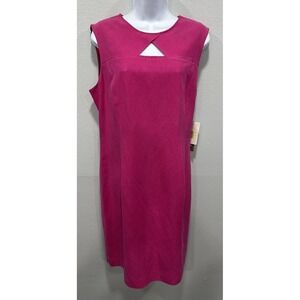 Jones New York Midi Dress Womens Size 14 Fuschia Sleeveless Zip Up Lining Azalea